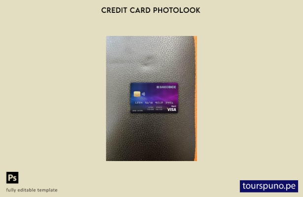 listo para imprimir plantilla frontal de aspecto fotográfico de tarjeta visa  69